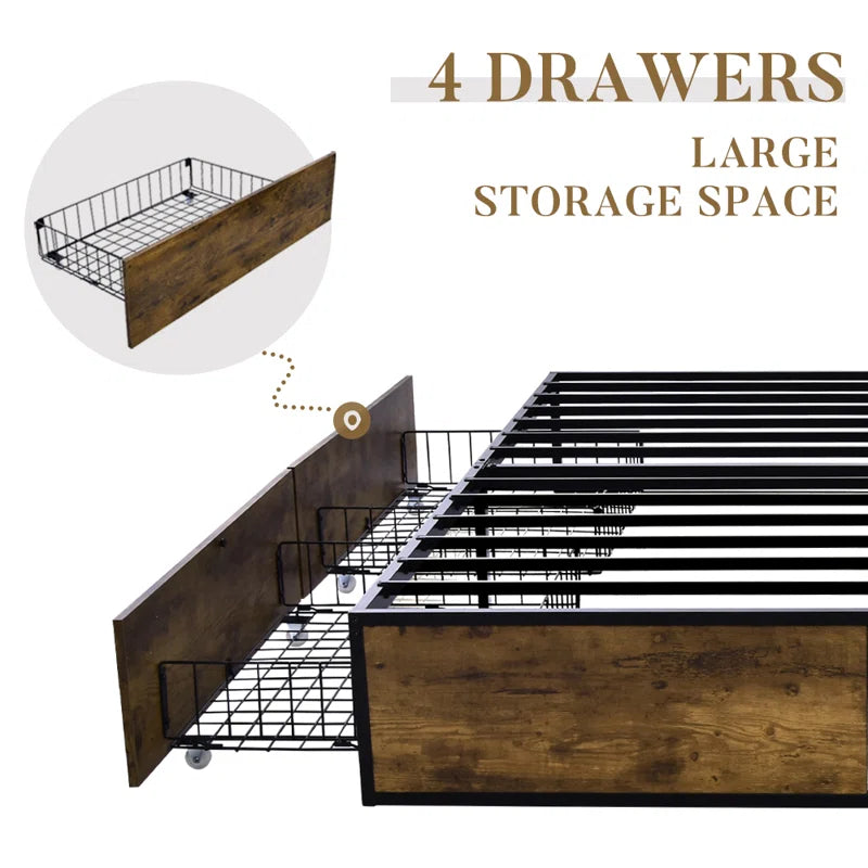 Julana Storage Platform Bed with 4 Drawers No Headboard