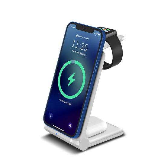 3 in 1 15W Fast Wireless Charger Charging Dock Station for Iphone 15 14 13 12 11 Pro MAX XR X 8 Apple Watch 8 7 6 SE Airpods Pro