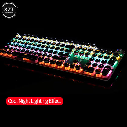 Gaming Mechanical Keyboard Retro Punk USB Wired LED 23 Mode RGB Backlit Switch 104 Keys Full Keypad Green Axis for Computer Game