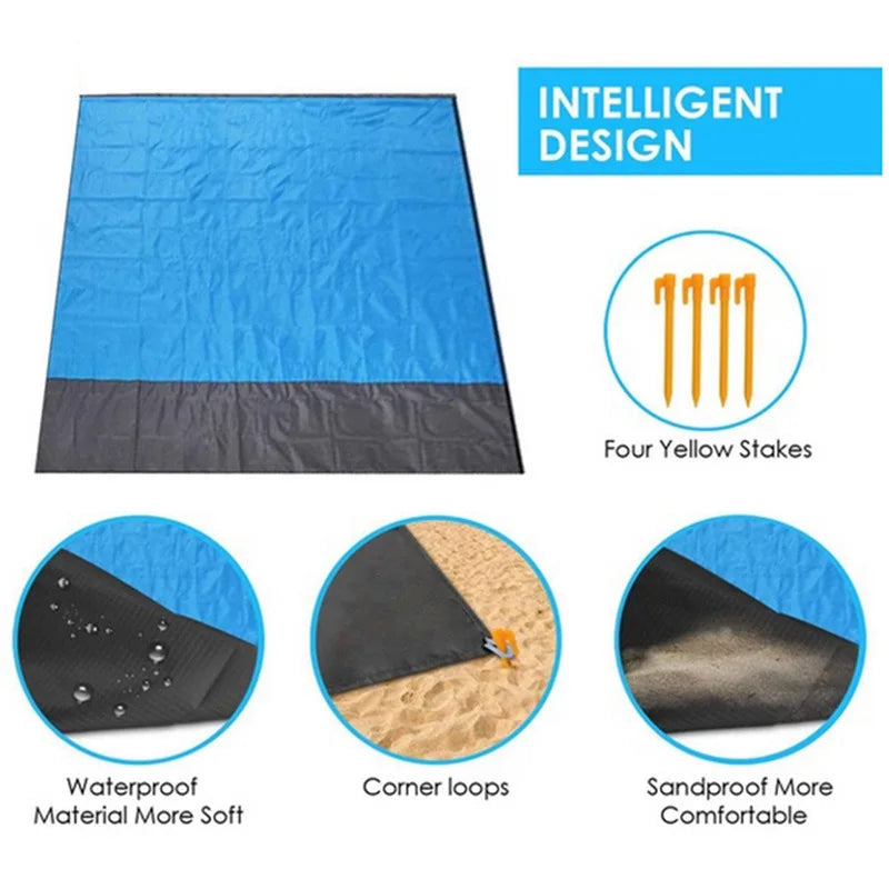 Beach Blanket Sandproof Waterproof Beach Mat Lightweight Picnic Blanket for Travel Hiking Sports