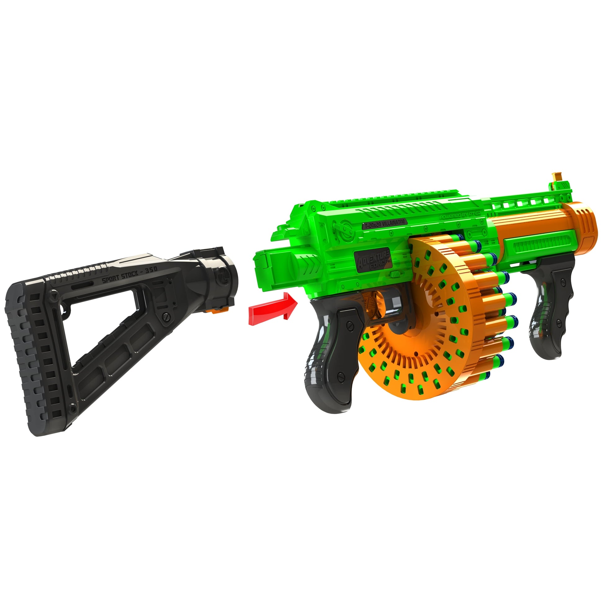 Villainator Pump-Action Super-Drum Dart Blaster - Compatible with NERF Foam Darts