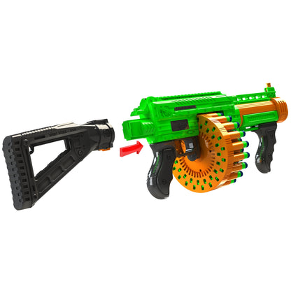 Villainator Pump-Action Super-Drum Dart Blaster - Compatible with NERF Foam Darts