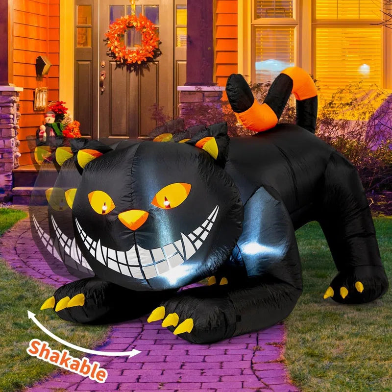 Halloween Inflatables 6 FT Halloween Inflatable Cat Moving Head Black Cat Halloween Decor