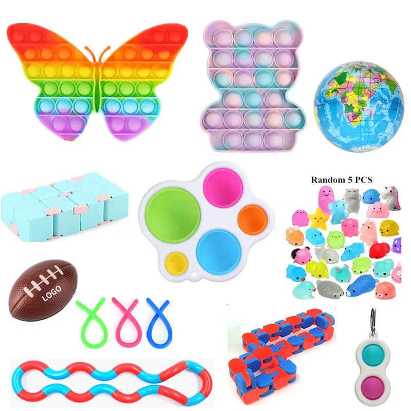 20/35Pcs Fidget Toy Set Cheap Sensory Fidget Toys Pack for Kids or Adults Decompression Toy Fidjets Toys