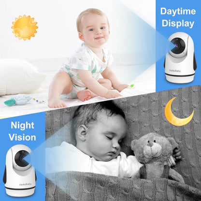 Baby Monitor-Hb6336 with Camera and Audio, 3.2" IPS Color Display, Full Remote Pan Zoom, IR Night Vision, 1000 Ft. Range, Wall Mount, No Wifi Baby Camera Monitor