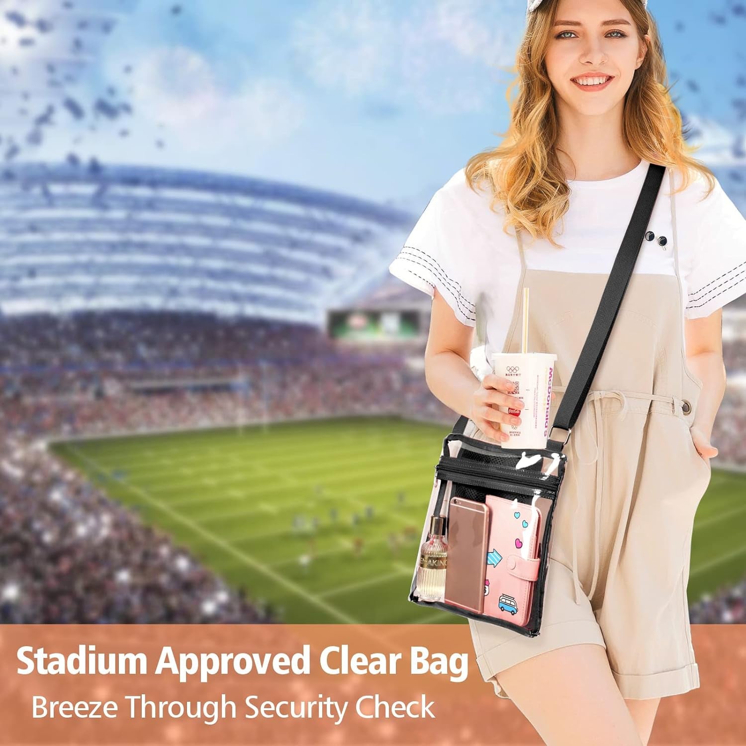 Clear Bag Stadium Approved, Clear Purse Crossbody Concert Bag for Women