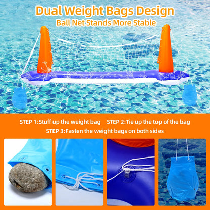 Pool Toys - Swimming Pool Basketball & Volleyball Sets Incl Inflatable Pool Volleyball Net, Floating Basketball Hoop and Water Football, Kids Summer Toys, Pool Games for Adults and Family