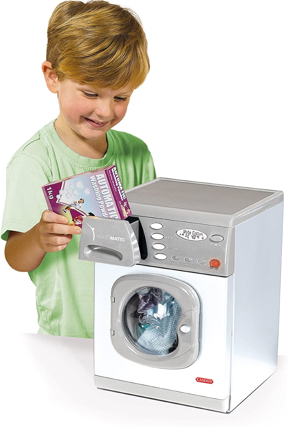 Electronic Washer | Realistic Toy Washing Machine for Children Aged 3+ | Equipped with Lights and Buttons to Spark Their Imagination , Grey