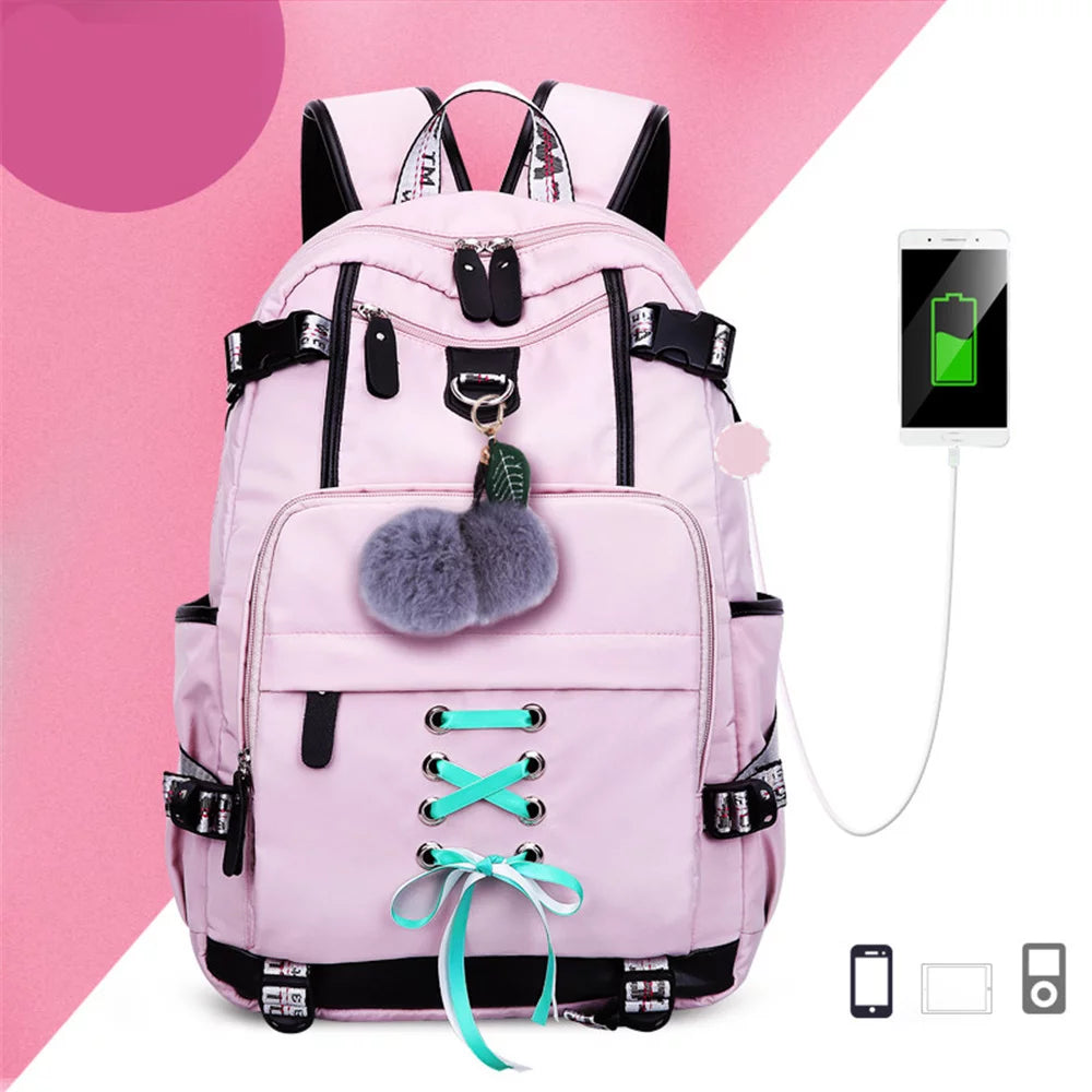 Women Teen Girls Fashion Backpack with USB Port College School Bags Girls Cute Bookbags Student Laptop Bag Pack, Back to School Backpacks