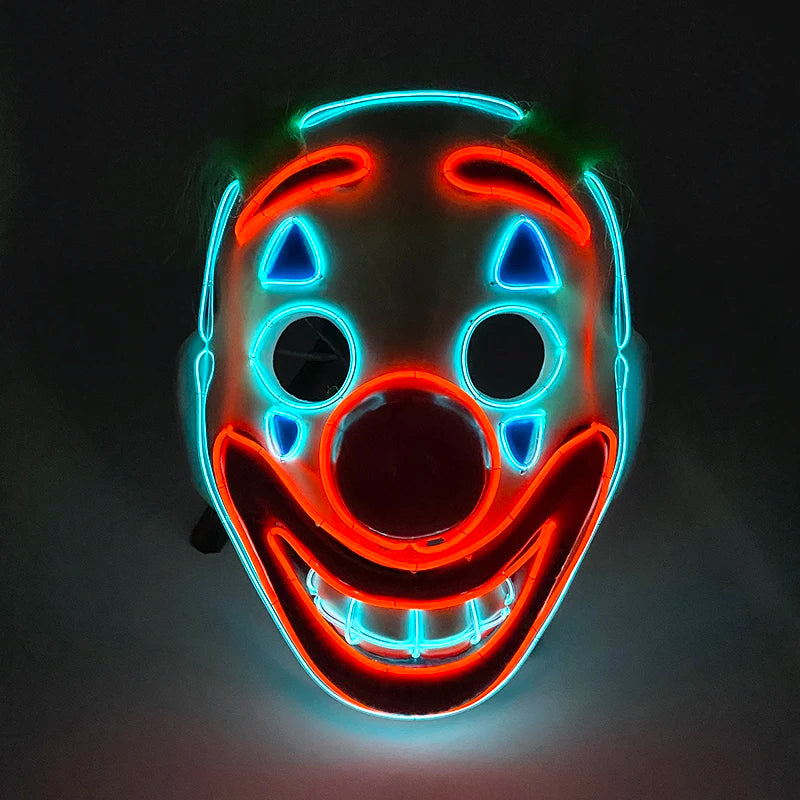 Hot Sales Halloween Horror Mask LED Neon Light up Mask Carnival Party Scary Mask Cosplay LED Mask Glow Party Supplies Dropship