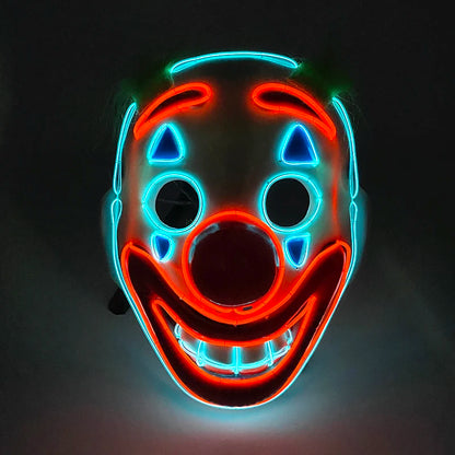 Hot Sales Halloween Horror Mask LED Neon Light up Mask Carnival Party Scary Mask Cosplay LED Mask Glow Party Supplies Dropship