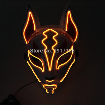 Hot Sales Halloween Horror Mask LED Neon Light up Mask Carnival Party Scary Mask Cosplay LED Mask Glow Party Supplies Dropship