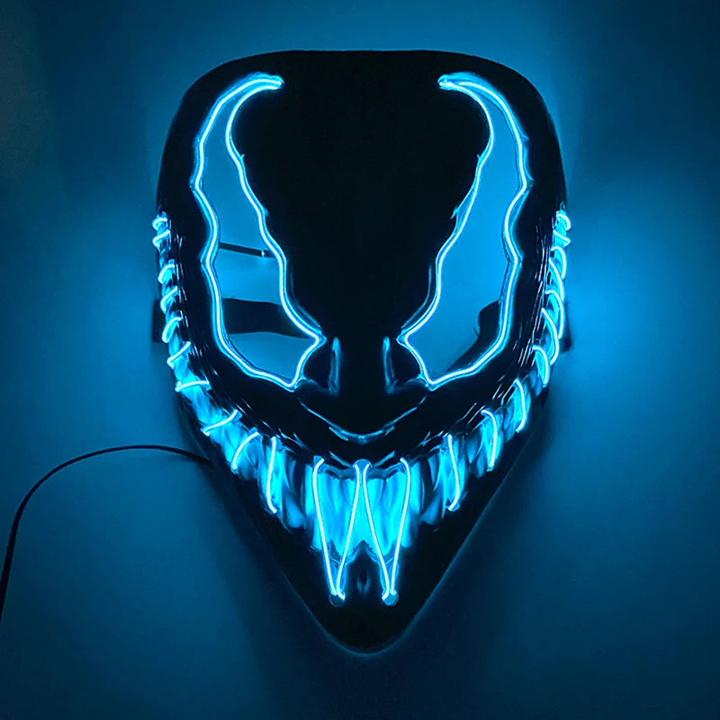 Hot Sales Halloween Horror Mask LED Neon Light up Mask Carnival Party Scary Mask Cosplay LED Mask Glow Party Supplies Dropship