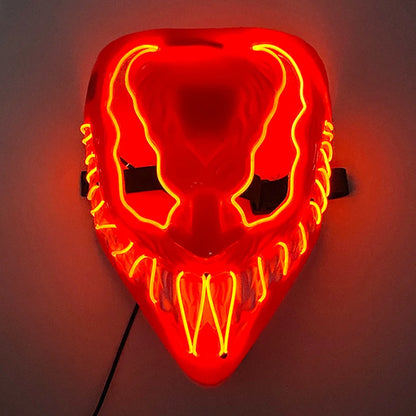 Hot Sales Halloween Horror Mask LED Neon Light up Mask Carnival Party Scary Mask Cosplay LED Mask Glow Party Supplies Dropship