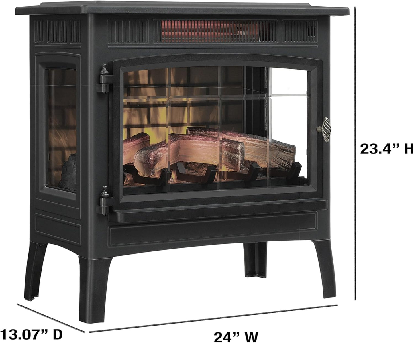 Electric Infrared Quartz Fireplace Stove with 3D Flame Effect, Bronze