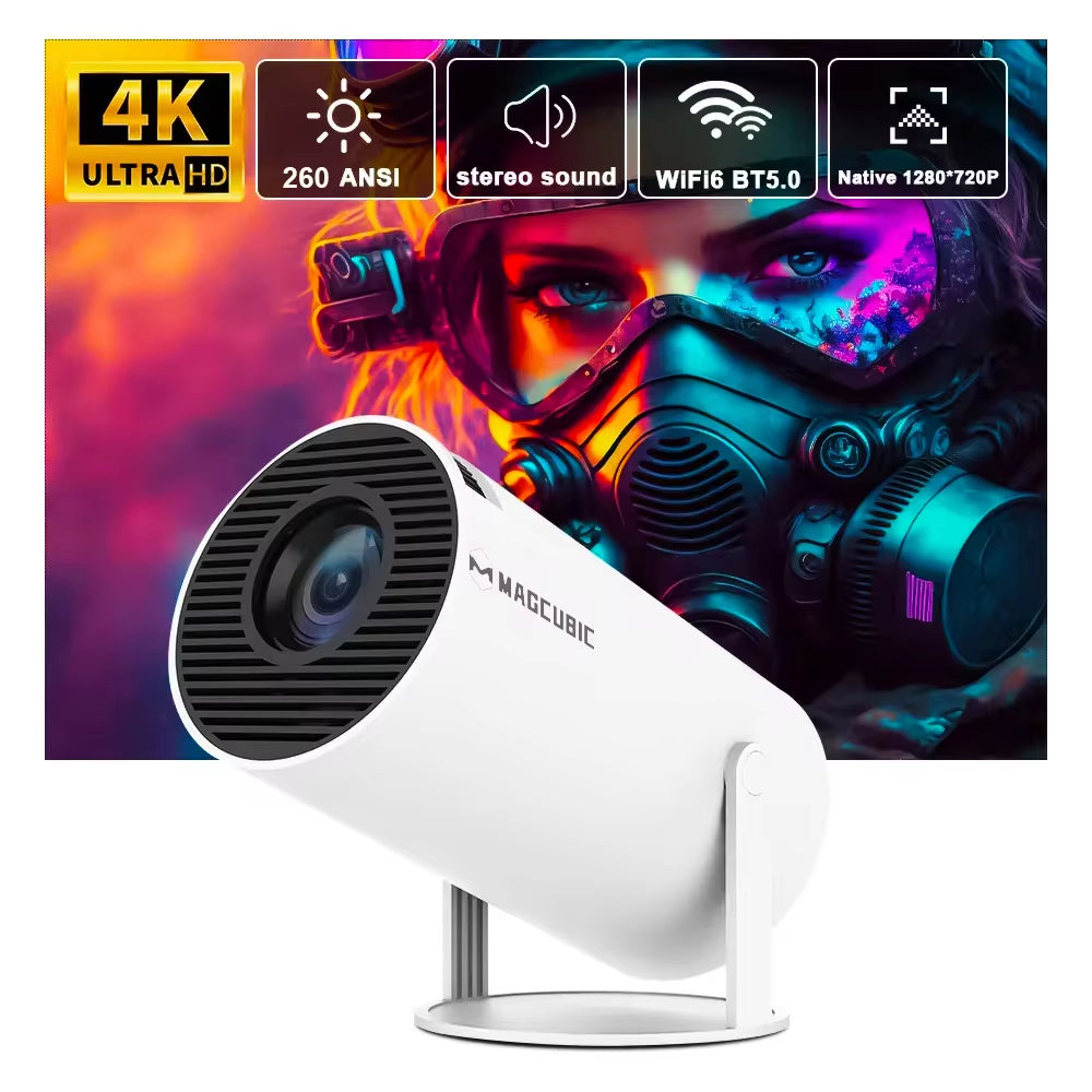 Projector 4K Android 11 HY300 Pro Dual Wifi6 260ANSI Allwinner H713 BT5.0 1280*720P Cinema Outdoor Portable Projetor