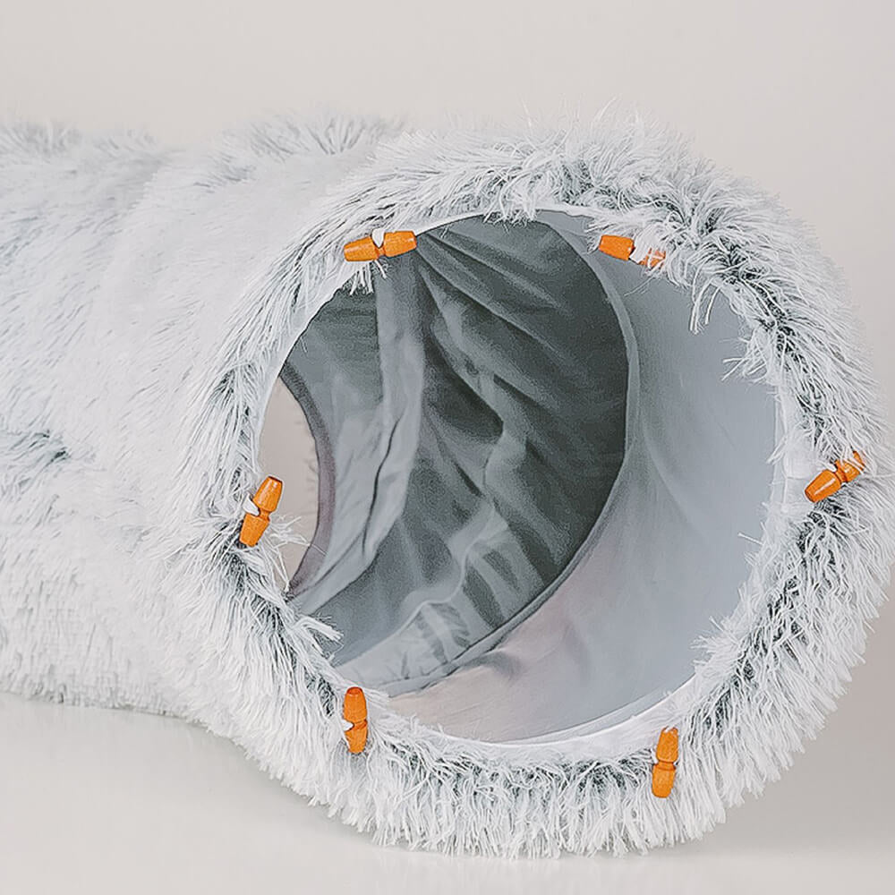 Large Cat Tunnel Bed with Fluffy Cave Tube, Removable Cushion ( for Cats, Dogs, Rabbits, and Ferrets)