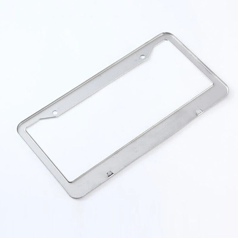 2PCS Chrome Stainless Steel Metal License Plate Frame Tag Cover with Screw Caps