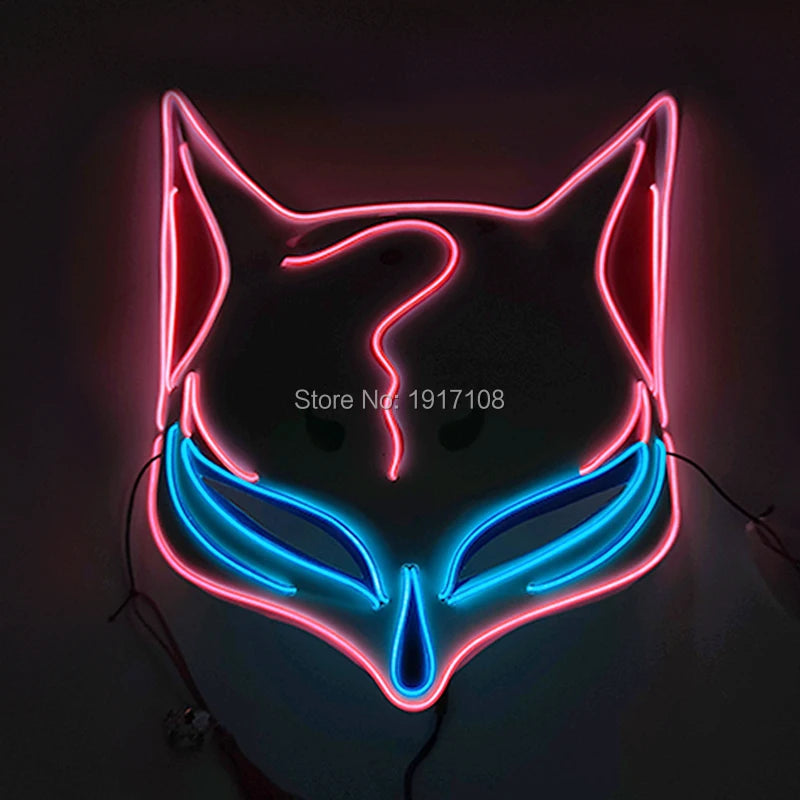 Hot Sales Halloween Horror Mask LED Neon Light up Mask Carnival Party Scary Mask Cosplay LED Mask Glow Party Supplies Dropship