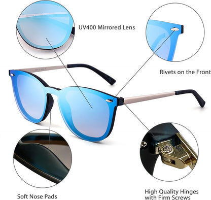 Trendy Rimless Mirrored Sunglasses Reflective Sun Glasses for Women Men