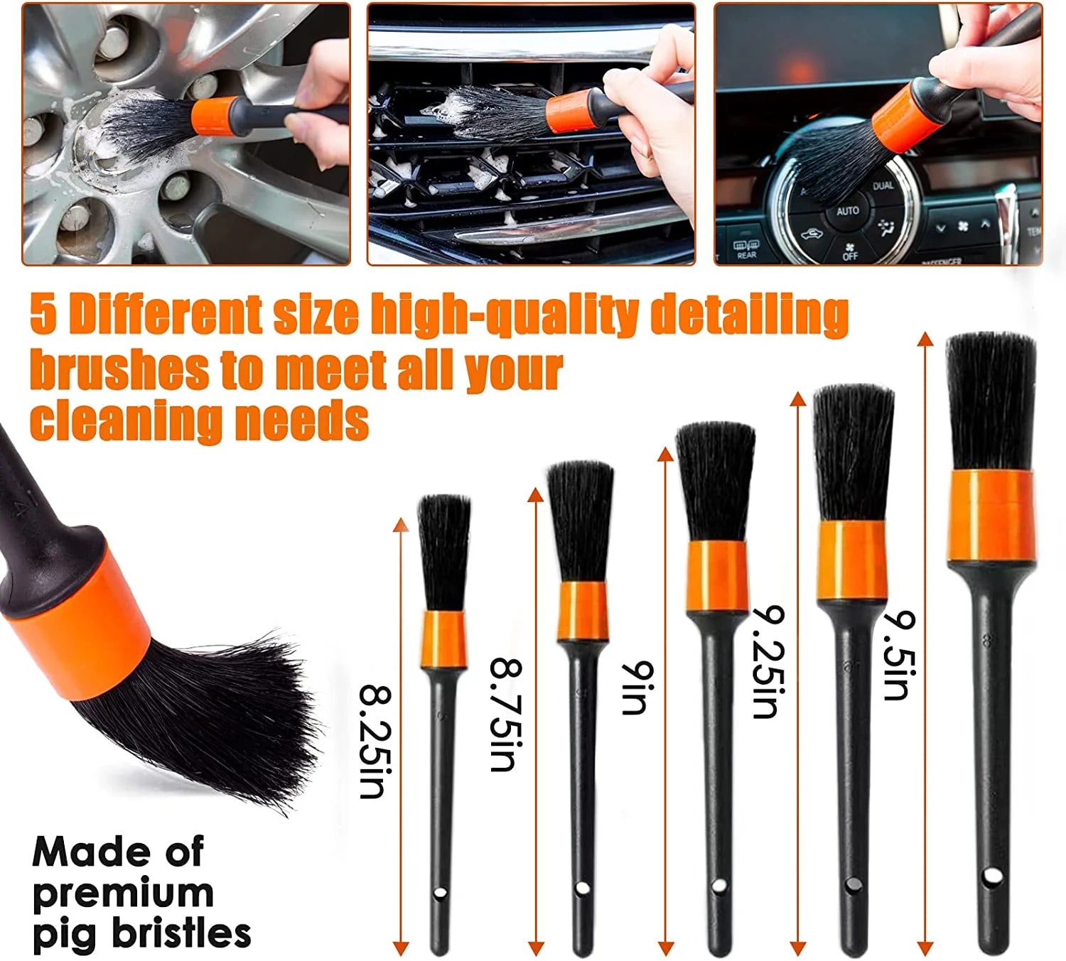 Car Detailing Brush Set,20Pcs Drill Brush Set,Car Interior Detailing Kit & Car Wash Kit with Boar Hair Detail Brush and Cleaning Gel for Wheel,Dashboard,Air Vent,Leather and Exterior