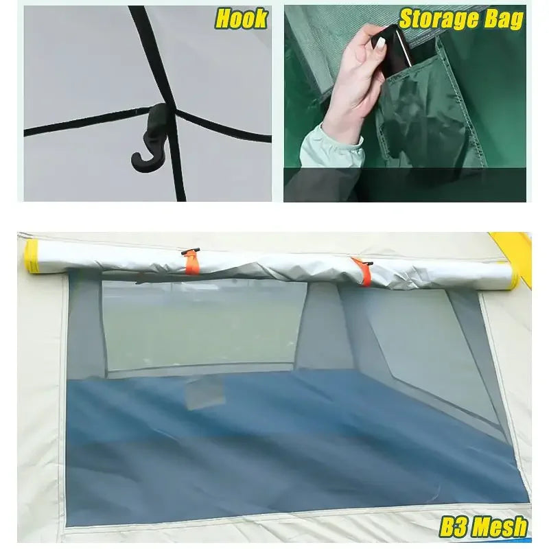 Travel Family Rainproof Windproof 1-4 Person Fully Automatic Tent Camping Sunshade Awning Shelter Beach Easy Open Hiking Tents