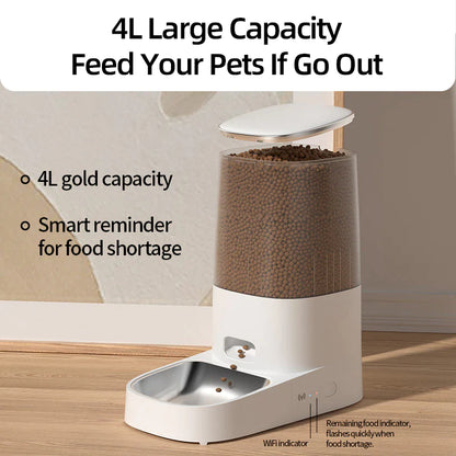 ROJECO Automatic Cat Feeder Pet Smart Cat Food Kibble Dispenser Remote Control Wifi Button Auto Feeder for Cats Dog Accessories