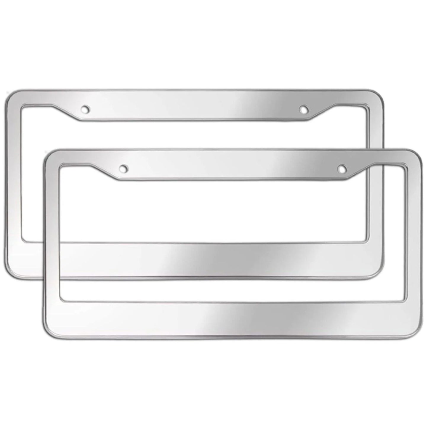 2PCS Chrome Stainless Steel Metal License Plate Frame Tag Cover with Screw Caps