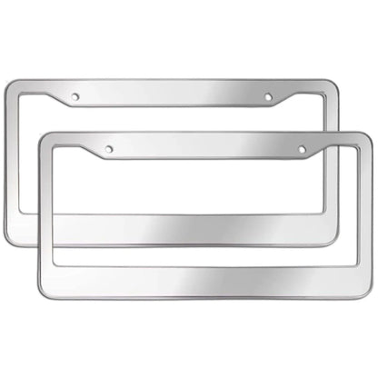 2PCS Chrome Stainless Steel Metal License Plate Frame Tag Cover with Screw Caps