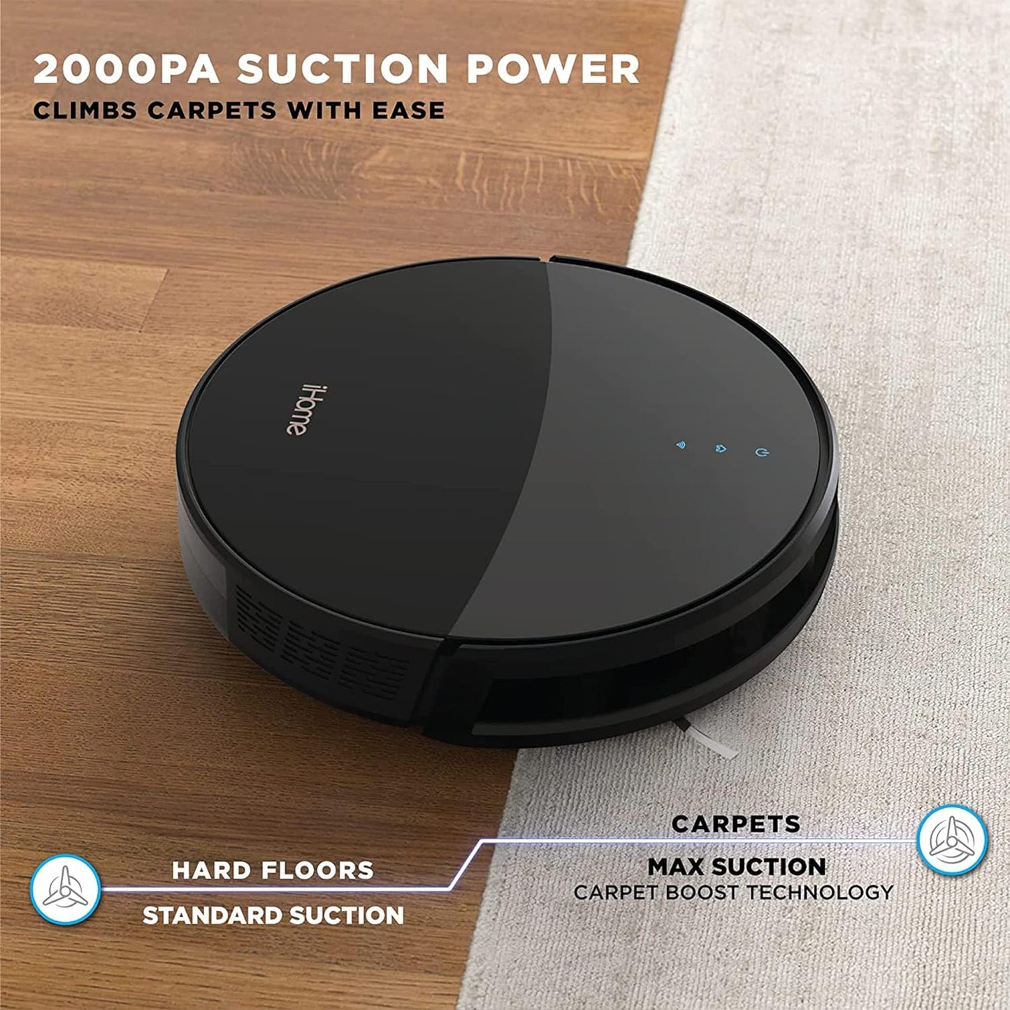 Autovac 2-In-1 Robot Vacuum and Mop Enabled with Mapping Homemap Navigation,Ultra Strong Suction Power,Hyperdrive Technology for Pet Hair,Hard Floor and Carpet,Alexa/Google and App Control,Eclipse Black,Ihrv1