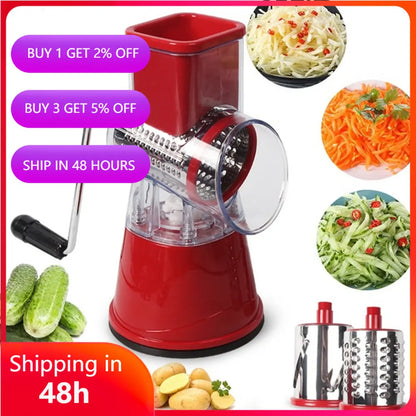 Food Processor Vegetable Chopper Kitchen Roller Gadgets Vegetable Cutter round Slicer Graters Potato Carrot Cheese Shredder