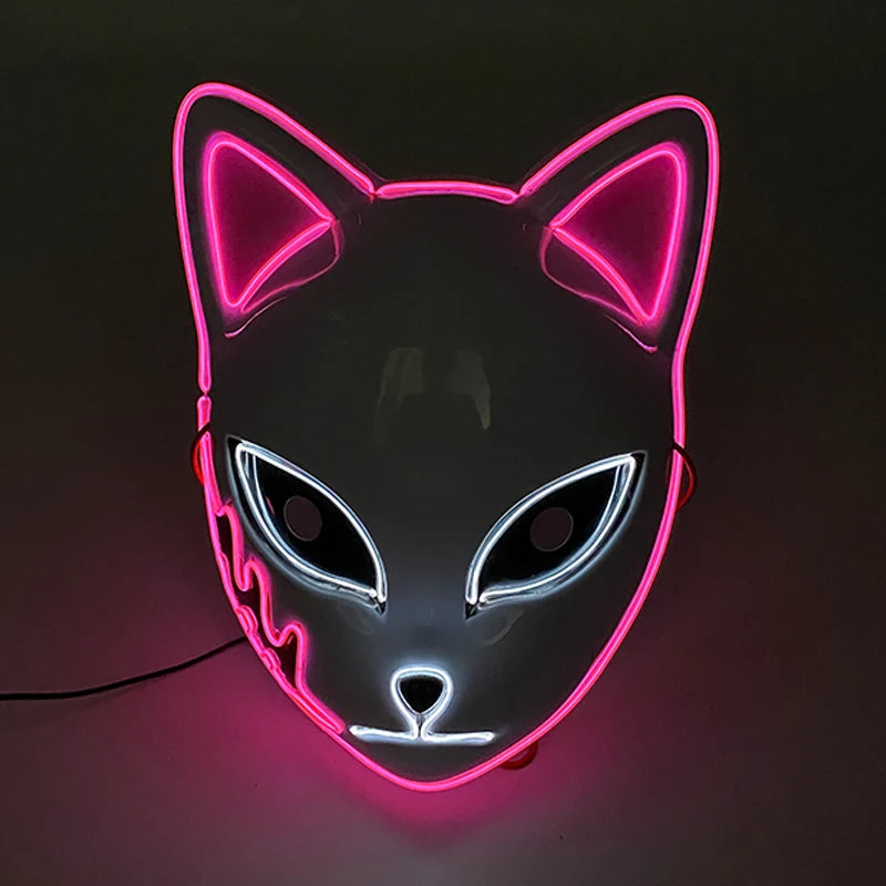 Hot Sales Halloween Horror Mask LED Neon Light up Mask Carnival Party Scary Mask Cosplay LED Mask Glow Party Supplies Dropship