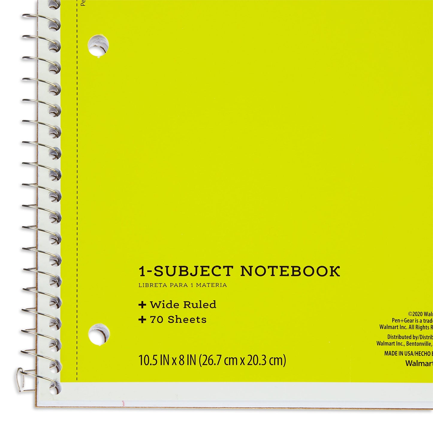 1-Subject Notebook, Wide Ruled, 70 Pages, Yellow