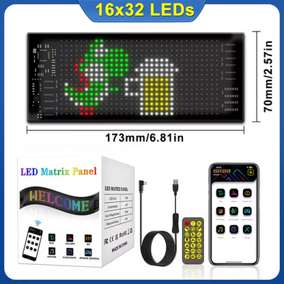 Car LED Sign Bluetooth APP LED Matrix Pixel Panel Night Light DIY Programmable Flexible LED Display for Car Store Hotel Bar