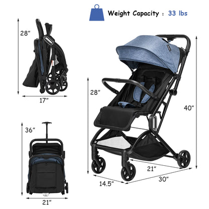 Lightweight Baby Stroller Foldable Travel Stroller for Airplane Grey