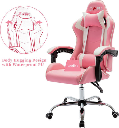 Pink Gaming Chair Ergonomic Computer Chair,Gamer Chair Pink Office Chair Gaming Massage Chair