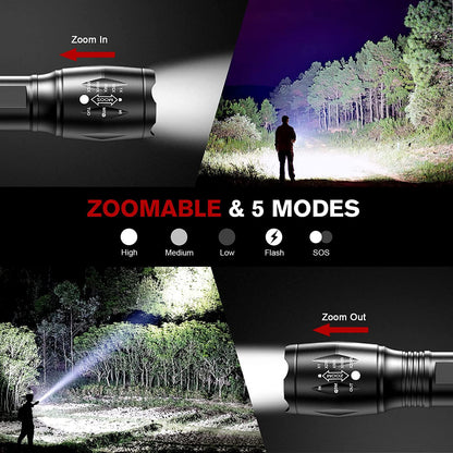 LED Flashlight, 2Pack Zoomable Flashlights Portable Handheld Tactical Flashlights (Battery Not Included)