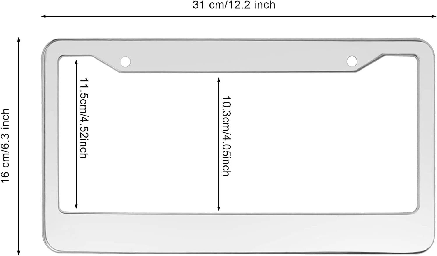 2PCS Chrome Stainless Steel Metal License Plate Frame Tag Cover with Screw Caps