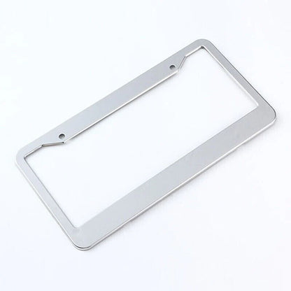 2PCS Chrome Stainless Steel Metal License Plate Frame Tag Cover with Screw Caps