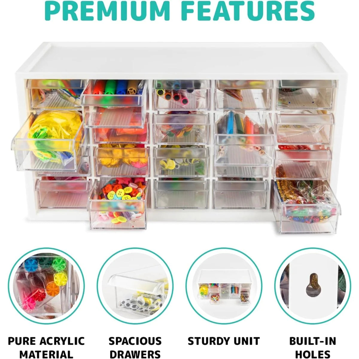 Kraftic Arts & Crafts Supplies Center for Kids Craft Kit - Complete with 20 Drawers of Creative Materials for Toddlers