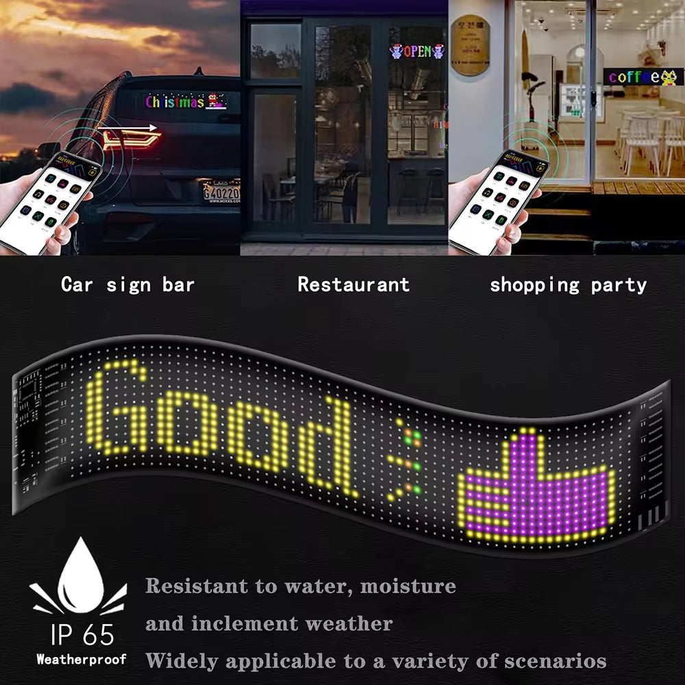 Car LED Sign Bluetooth APP LED Matrix Pixel Panel Night Light DIY Programmable Flexible LED Display for Car Store Hotel Bar