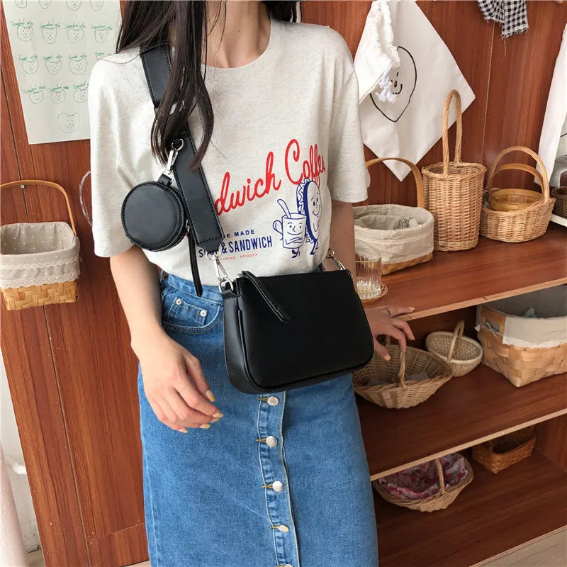 Vintage Women Armpit Bag Luxury Designer Wide Strap Shoulder Bag Female Chain Messenger Bag Leather Ladies Purses and Handbags