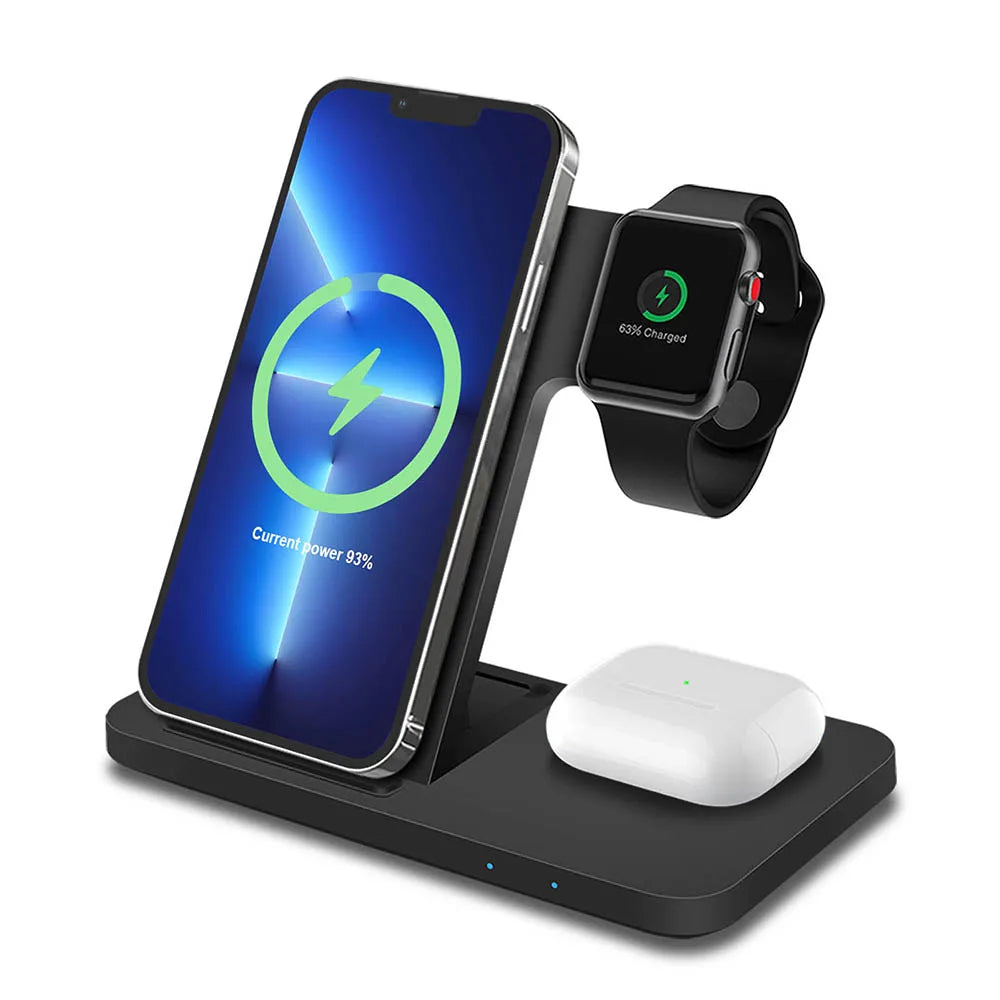 3 in 1 15W Fast Wireless Charger Charging Dock Station for Iphone 15 14 13 12 11 Pro MAX XR X 8 Apple Watch 8 7 6 SE Airpods Pro