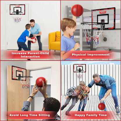 Basketball Hoop Indoor, LED Light Mini Basketball Hoops with 2 Balls & Electronic Scoreboard, over the Door Basketball Hoop, Basketball Accessories for 5 6 7 8 9 10 11 12 Year Old Kids Teen Adults