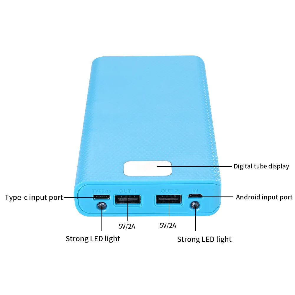 8X18650 Power Bank Battery Box Shell Case DIY Type-C Micro USB Mobile Phone Charger Box Case 5V for Charging Mobile Phones