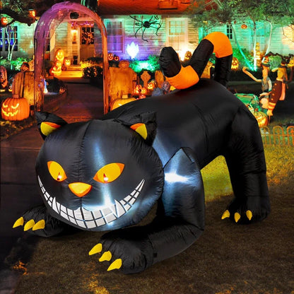 Halloween Inflatables 6 FT Halloween Inflatable Cat Moving Head Black Cat Halloween Decor