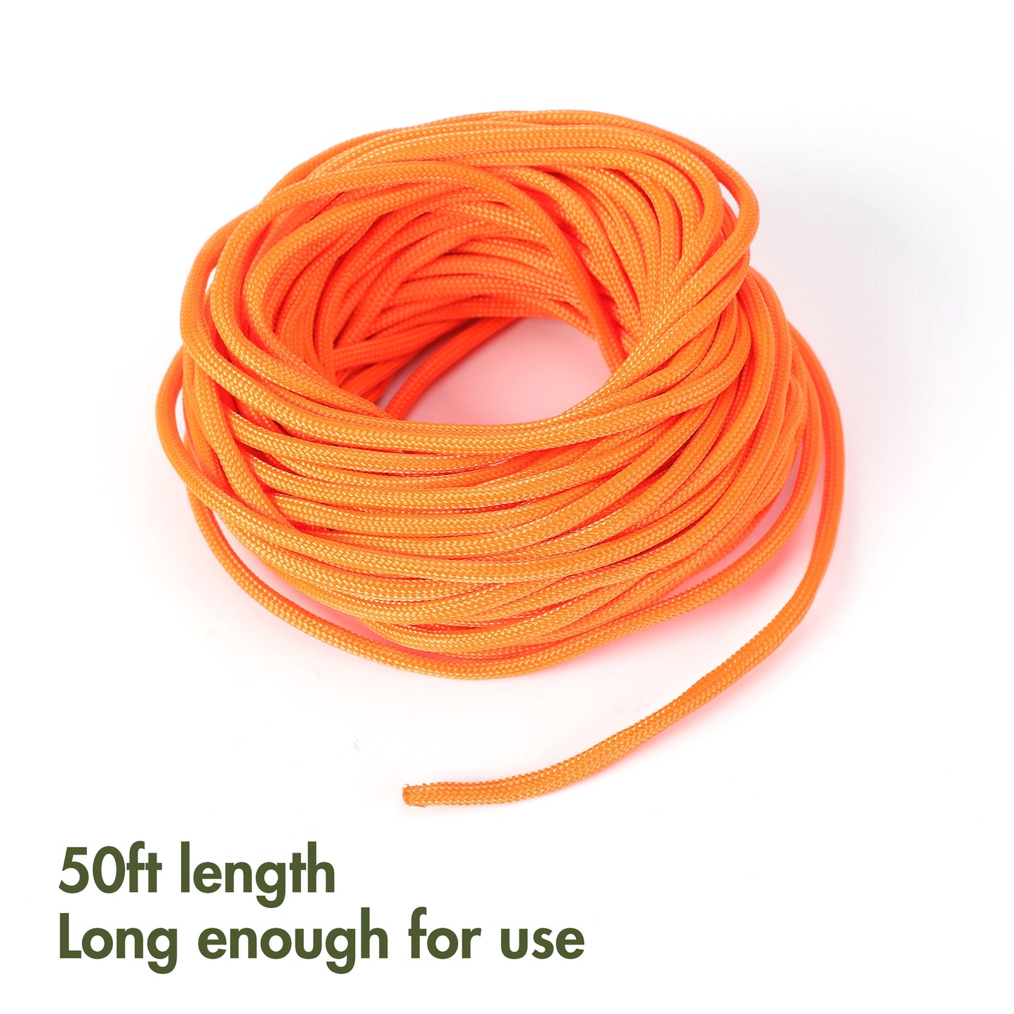 50 Foot 550Lbs Paracord, 100% Polyester, Orange, Model 2155