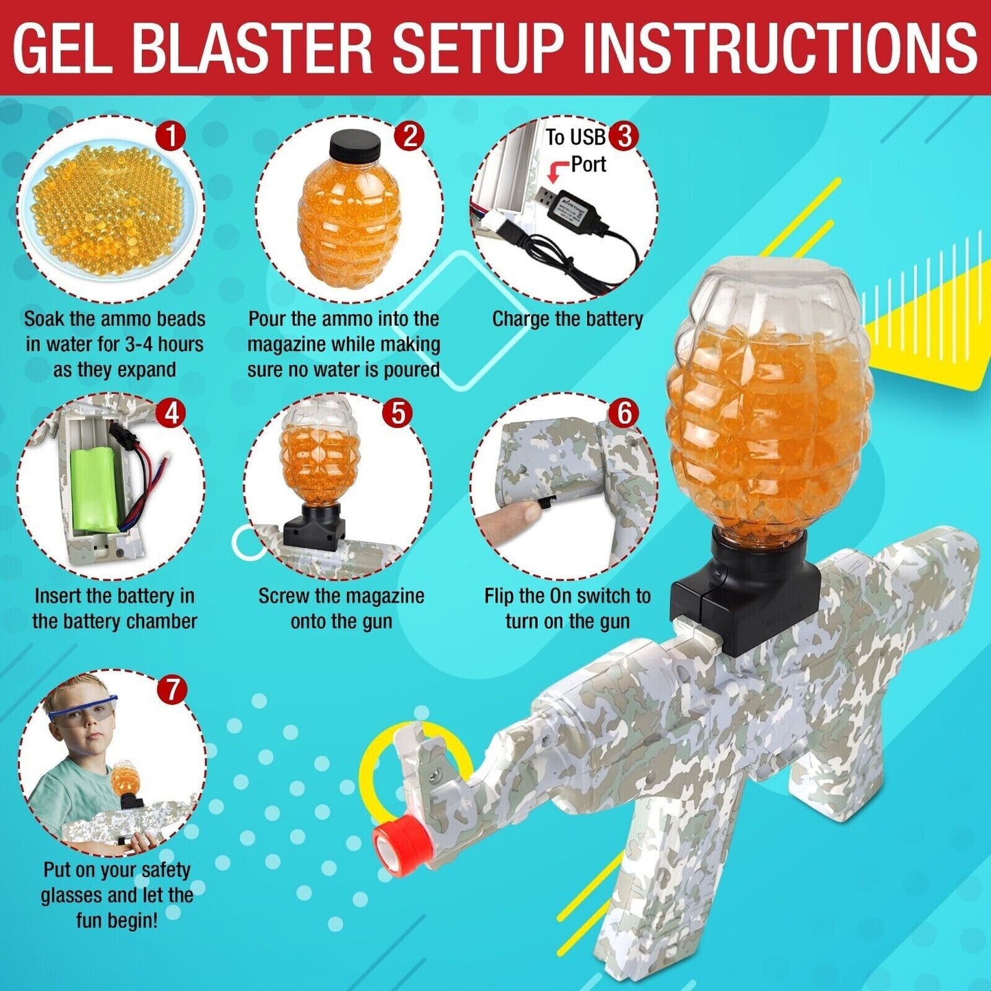 Electric Gel Ball Blaster, High Speed Automatic Splatter Ball Blaster 40000 Gels