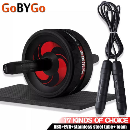 New 2 in 1 Ab Roller&Jump Rope No Noise Abdominal Wheel Ab Roller with Mat for Arm Waist Leg Exercise Gym Fitness Equipment