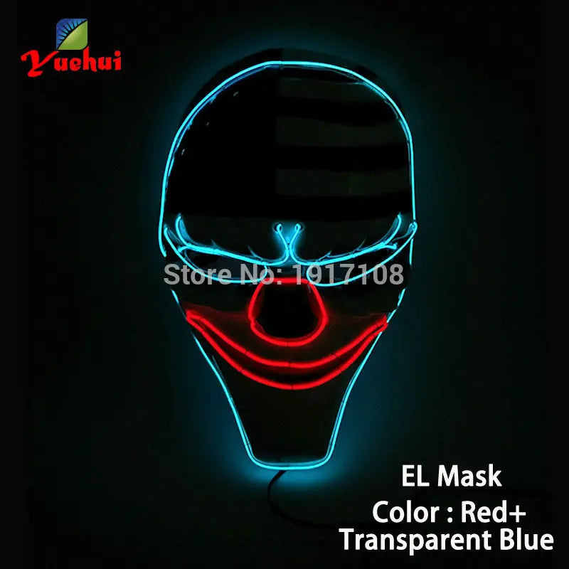 Hot Sales Halloween Horror Mask LED Neon Light up Mask Carnival Party Scary Mask Cosplay LED Mask Glow Party Supplies Dropship